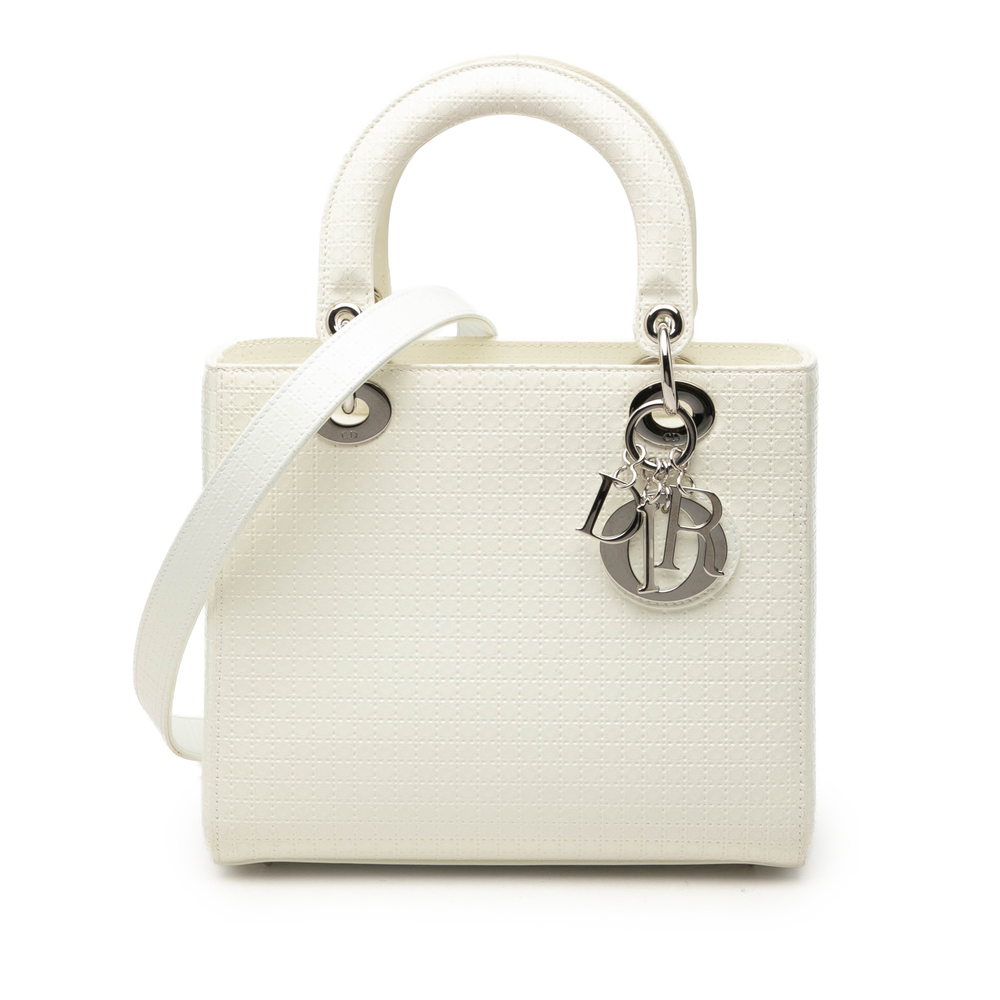 Pre-Loved Dior Medium Patent Microcannage Lady Dior